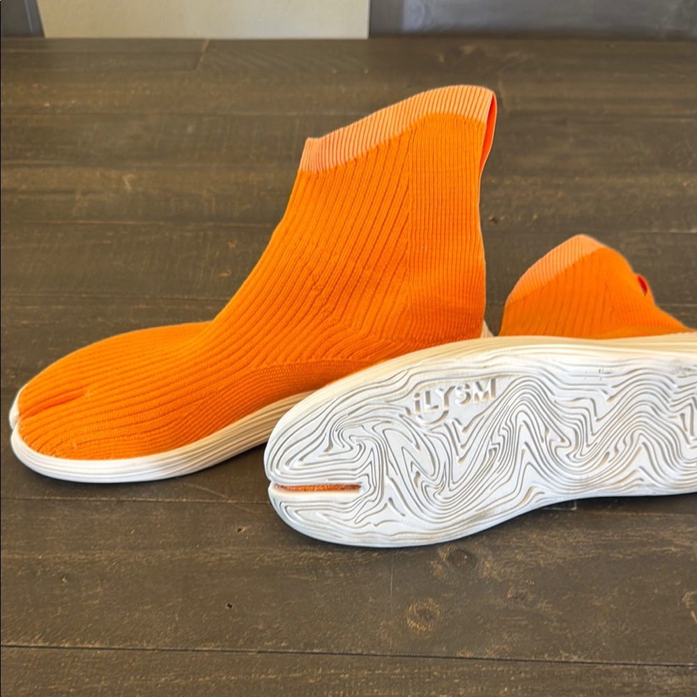 Orange Tabi High-Top Sneakers